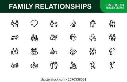 Family Relationships Icon Set. Premium Icons for Parenting, Sibling Bonds, Family Ties, and Emotional Connections