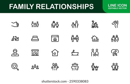 Family Relationships Icon Set. Premium Icons for Parenting, Sibling Bonds, Family Ties, and Emotional Connections