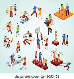 Family Relationships Icon Set togetherness help kids human husband table connection embrace millennial playing wife social