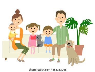 Family to relax on sofa