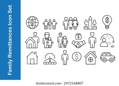 Family remittances icon set with vector. 