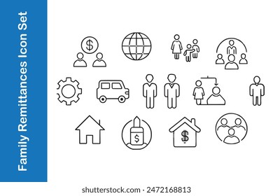 Family remittances icon set with vector. 