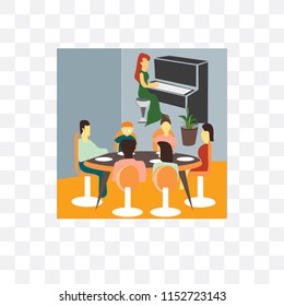 Family in restaurant vector icon isolated on transparent background, Family in restaurant logo concept