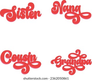 family retro svg design bundle and eps file