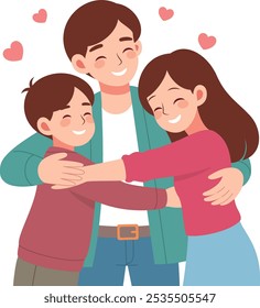 Family Reunion Hugs Vector Illustration