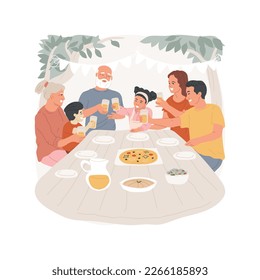 Family reunion isolated cartoon vector illustration. Family members celebrating together, people gathering for festive day, public holiday celebration, leisure time at the table vector cartoon.