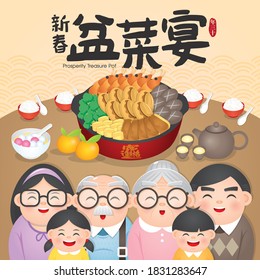 Family Reunion Poon Choi Dinner. A traditional Cantonese festival meal composed of many layers of different ingredients. (Translation: Chinese New Year Prosperity Treasure Pot)
