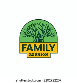 Family Reunion T Shirt Design Template. Family People Generation Icon With Tree Symbol Vector Illustration Badge Logo