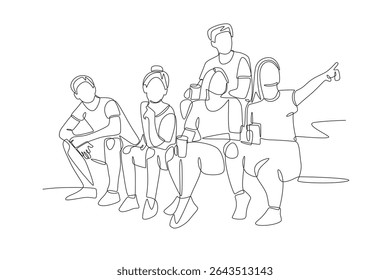 Family reunions concept one-line drawing