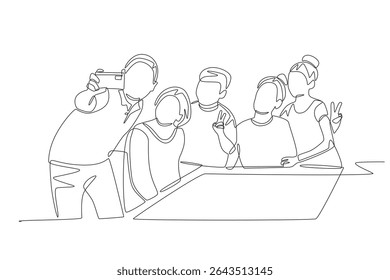 Family reunions concept one-line drawing