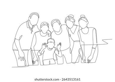 Family reunions concept one-line drawing