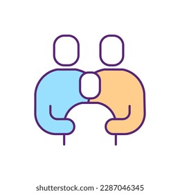 Family RGB color icon. Parents with child. Gay male couple adoupt kid. Communcation and relationship. Mother, father and offspring together. Religious value. Isolated vector illustration