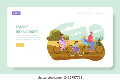 Family Riding Bikes concept. A wholesome outdoor adventure with loved ones cycling together amidst nature.
