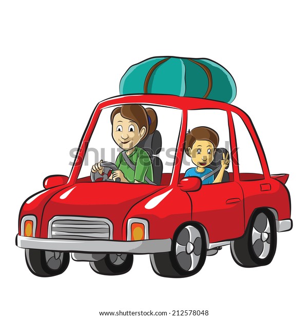 Family Road Trip By Car Stock Vector (Royalty Free) 212578048