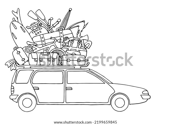 Family Road Trip Car Packed Travel Stock Vector (Royalty Free ...