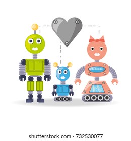 Family robot cartoon design