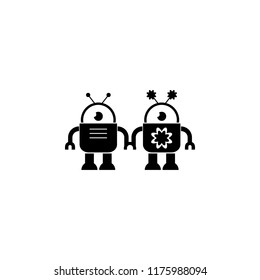Family of robots icons on white background