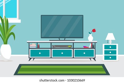 family room furniture with television vector design