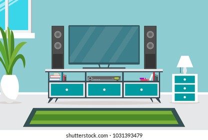 family room interior with television vector design