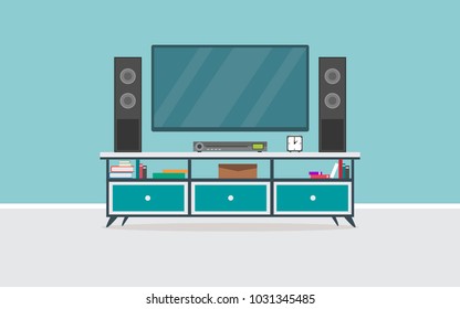 family room with television interior vector design