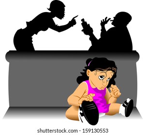 family row over drinking; vector and illustration; 
