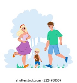 family running vector. happy together, run fun, summer mother, woman child, young joy, family ma, son family running character. people flat cartoon illustration