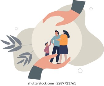Family safety, life insurance or protection concept.flat vector illustration.