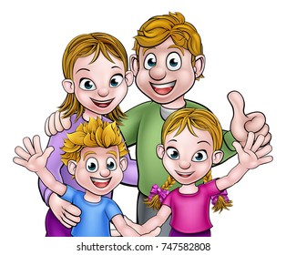 Family scene of children and parents