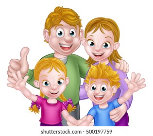 Family scene of kids and parents