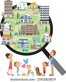 A family searching for a property to buy a house