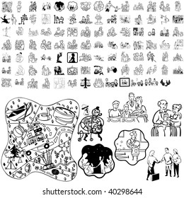 Family set of black sketch. Part 5-0. Isolated groups and layers.