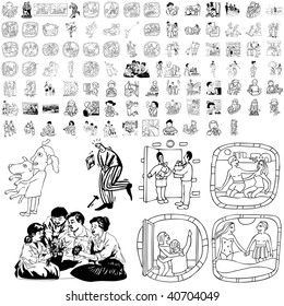 Family set of black sketch. Part 1-1. Isolated groups and layers.