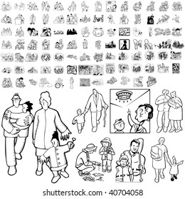 Family set of black sketch. Part 4-1. Isolated groups and layers.