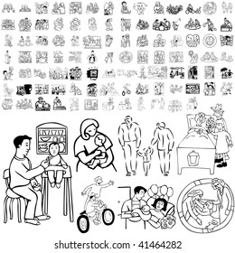 Family set of black sketch. Part 3-3. Isolated groups and layers.