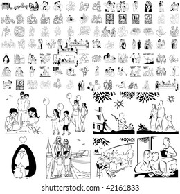 Family set of black sketch. Part 6-5. Isolated groups and layers.