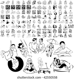 Family set of black sketch. Part 7-6. Isolated groups and layers.