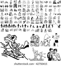 Family set of black sketch. Part 8-7. Isolated groups and layers.