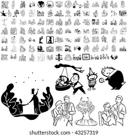 Family set of black sketch. Part 5-9. Isolated groups and layers.