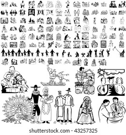 Family set of black sketch. Part 8-9. Isolated groups and layers.