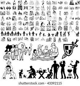 Family set of black sketch. Part 8-10. Isolated groups and layers.