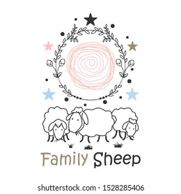 Family sheep looks happy when gathered in line out image graphic icon logo design abstract concept vector stock. Can be used as a symbol related to animal or wedding