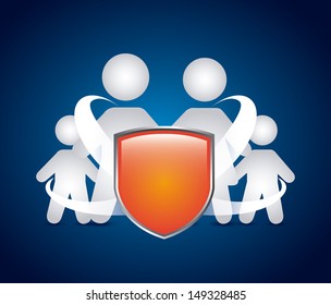 family shield over gray background vector illustration