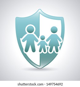 family shield over gray background vector illustration