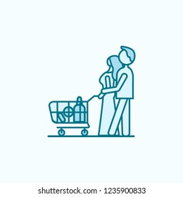 family shopping 2 colored line icon. Simple colored element illustration. family shopping outline symbol design from shopping mall set