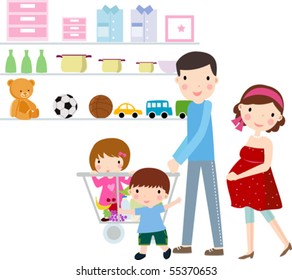 Family with shopping