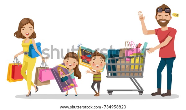 ホリデー ファミリー ショッピング お買い物に幸せな家族 父 母