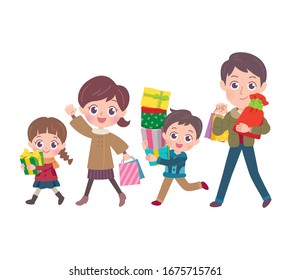 Family shopping. It's vector art so it's easy to edit.