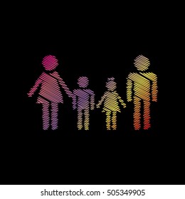 Family sign. Coloful chalk effect on black backgound.