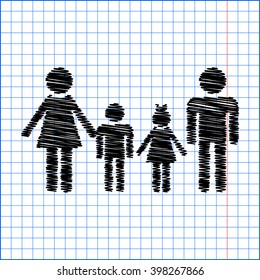 Family sign. Flat style icon