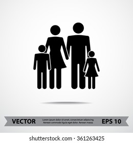 Family sign icon, vector illustration. Flat design style 
